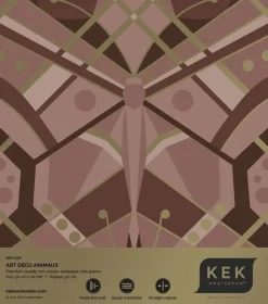 Art deco goud behang animaux butterfly - taupe