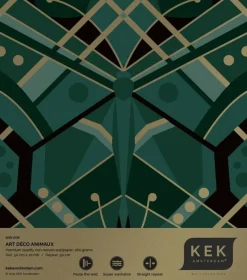 Art deco goud behang animaux butterfly - groen