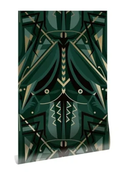 Art deco goud behang animaux grasshopper - groen