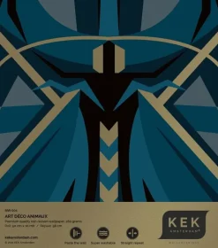 Art deco goud behang animaux grasshopper - blauw