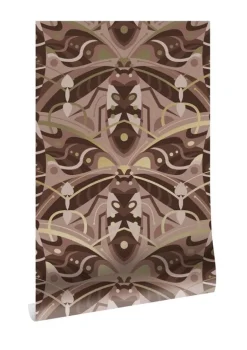 Art deco goud behang animaux beetle - taupe