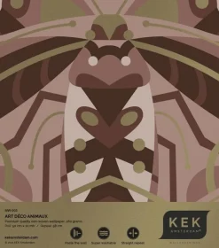 Art deco goud behang animaux beetle - taupe