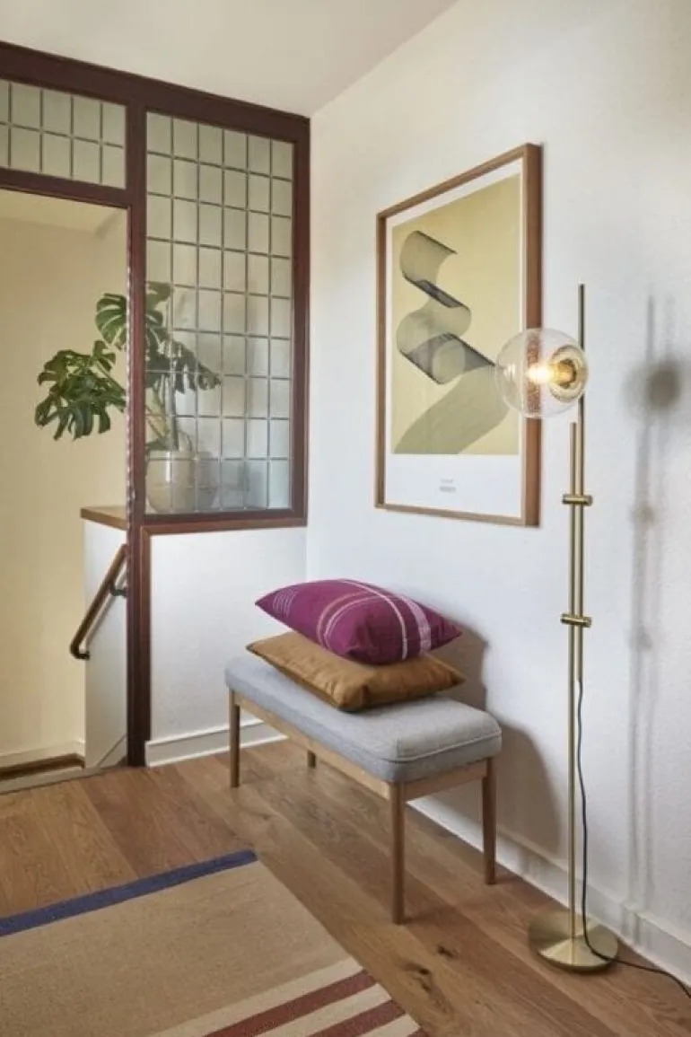 Bank met kussen - naturel/grijs