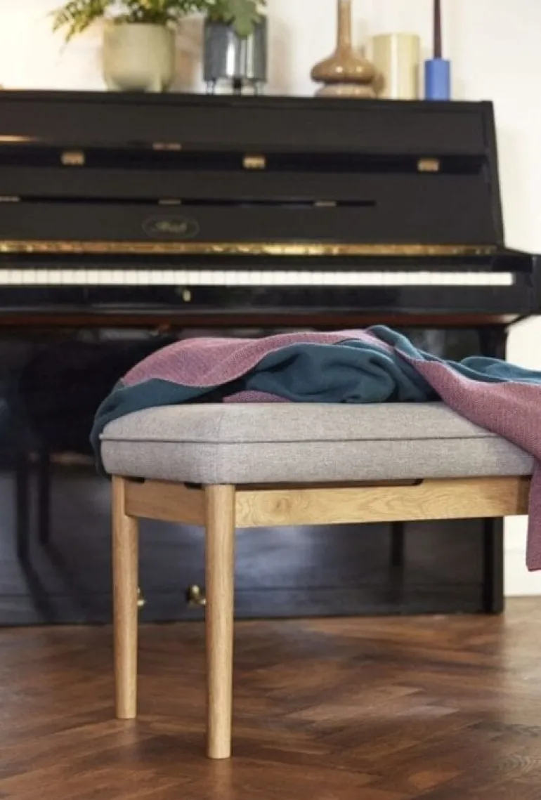 Bank met kussen - naturel/grijs