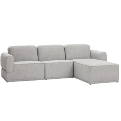 Bank modular lichtgrijs 3-zits met poef
