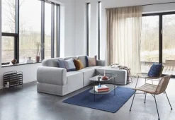 Bank modular lichtgrijs 3-zits met poef