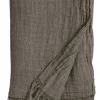 Bedsprei met franjes linnen - grijs/bruin