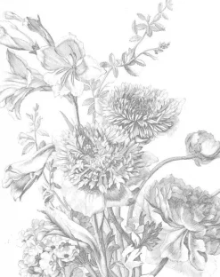 Behangpaneel Engraved Flowers