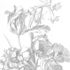 Behangpaneel Engraved Flowers