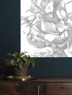 Behangpaneel Engraved Flowers