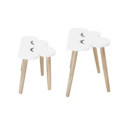 Bijzettafel set wit hout wolken