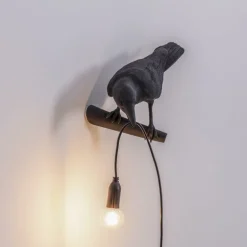 Bird lamp looking left zwart outdoor - 14727