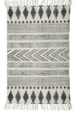 Block vloerkleed katoen wit grijs 160x230