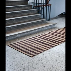 Block vloerkleed 300x90cm bruin/naturel - 900000166