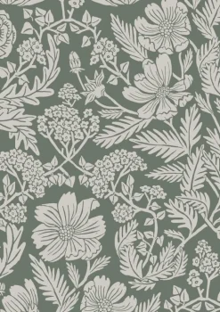 Bloemen behang groen 100x280cm FR-004