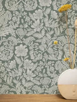 Bloemen behang groen 100x280cm FR-004