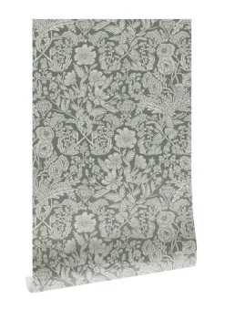 Bloemen behang groen 100x280cm FR-004