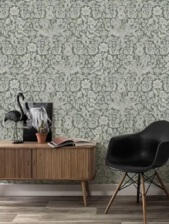 Bloemen behang groen 100x280cm FR-004