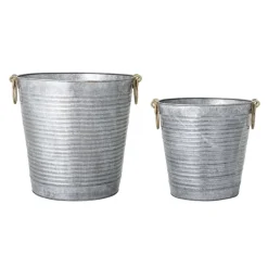 Bloempot set grijs - metaal
