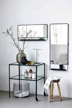 Chic spiegel met plank zwart