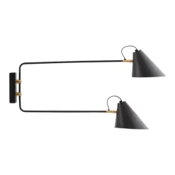 Club wandlamp zwart metaal messing verstelbaar