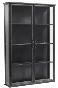 Downtown ijzeren wandkast - zwart 80x20x121cm