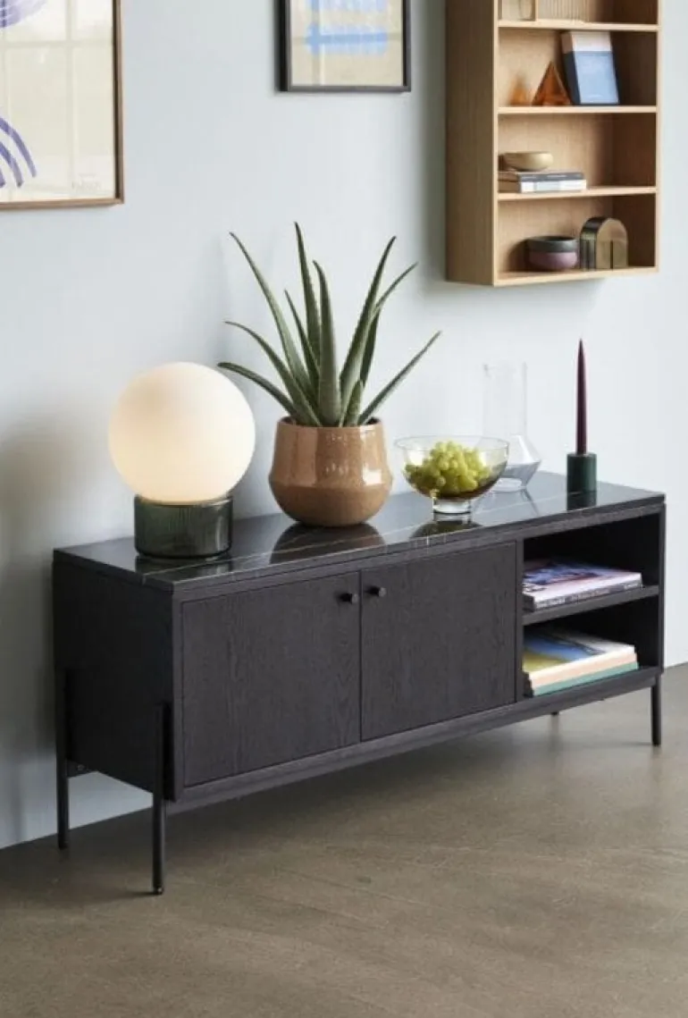 Dressoir metaal/marmer - zwart