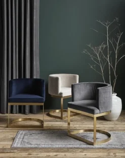 Eetkamerstoel blauw velvet