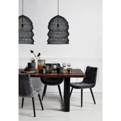 Eetkamerstoel grijs velvet