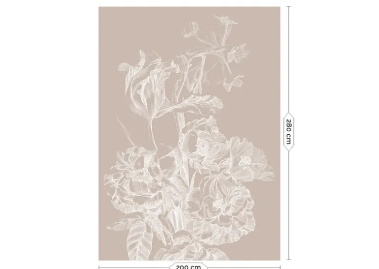 Engraved bloemen behang zand WP-745 200x280cm