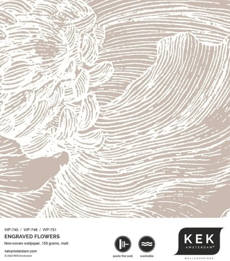 Engraved bloemen behang zand WP-745 200x280cm