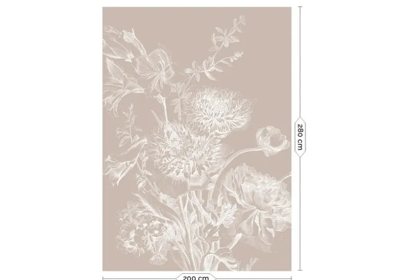 Engraved bloemen behang zand WP-754 200x280cm