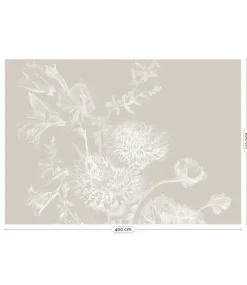 Engraved bloemen behang grijs WP-758 400x280cm