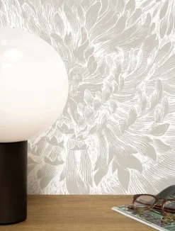 Engraved bloemen behang grijs WP-758 400x280cm