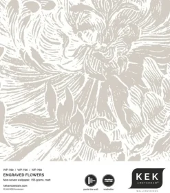 Engraved bloemen behang grijs WP-755 300x280cm