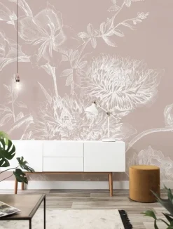 Engraved bloemen behang nude WP-756 300x280cm
