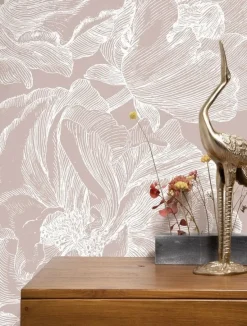 Engraved bloemen behang nude WP-747 300x280cm