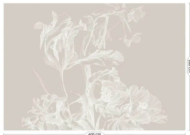 Engraved bloemen behang WP-749 grijs 400x280cm