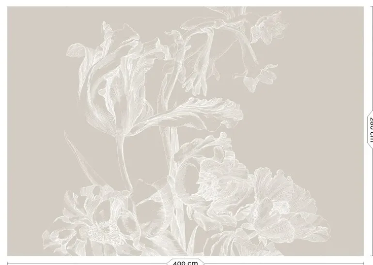 Engraved bloemen behang WP-749 grijs 400x280cm