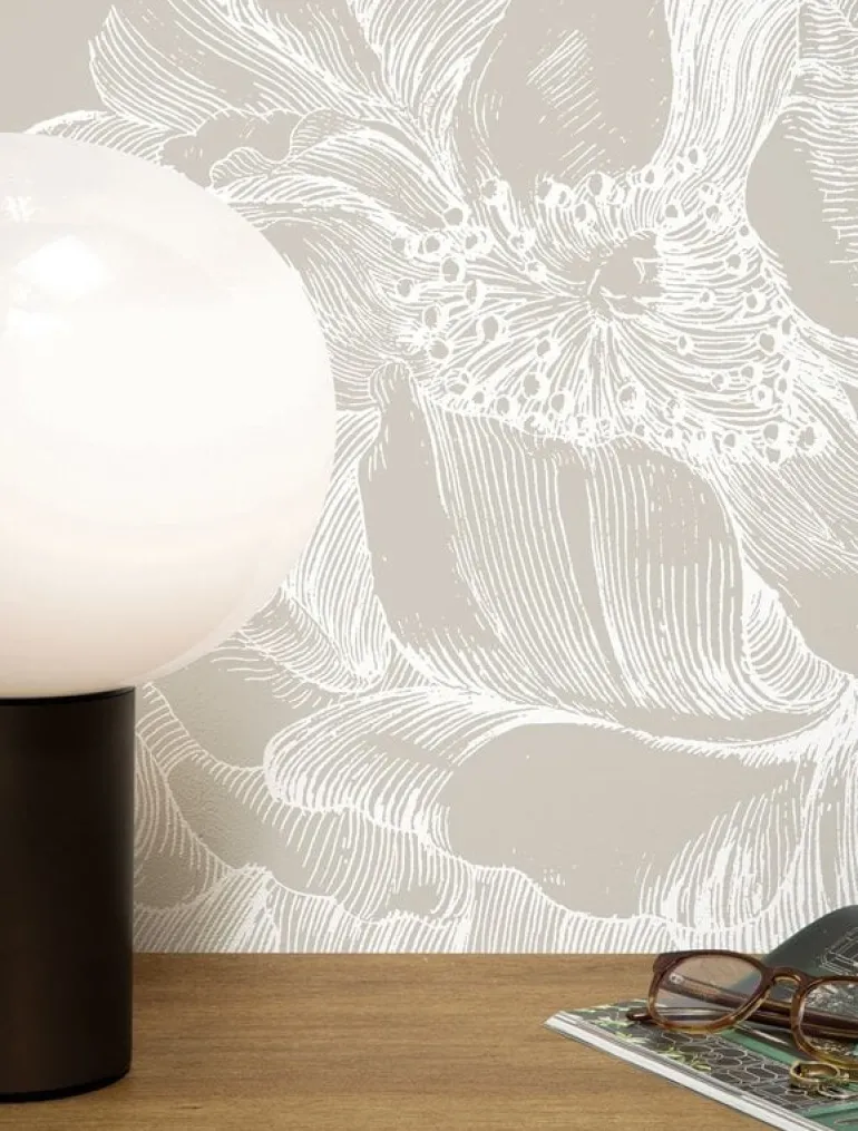 Engraved bloemen behang WP-749 grijs 400x280cm