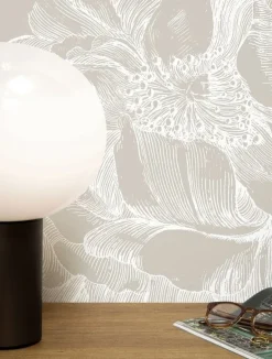 Engraved bloemen behang WP-743 grijs 200x280cm