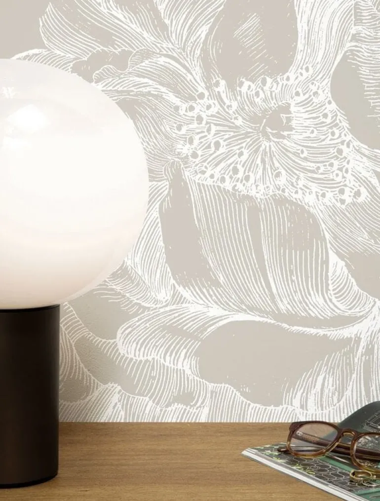 Engraved bloemen behang WP-743 grijs 200x280cm
