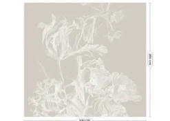 Engraved bloemen behang WP-746 grijs 300x280cm