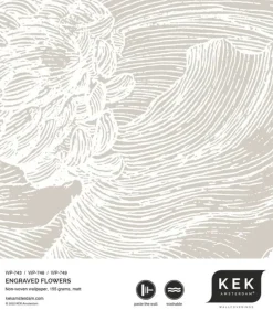 Engraved bloemen behang WP-746 grijs 300x280cm