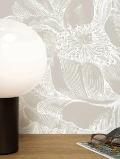 Engraved bloemen behang WP-746 grijs 300x280cm