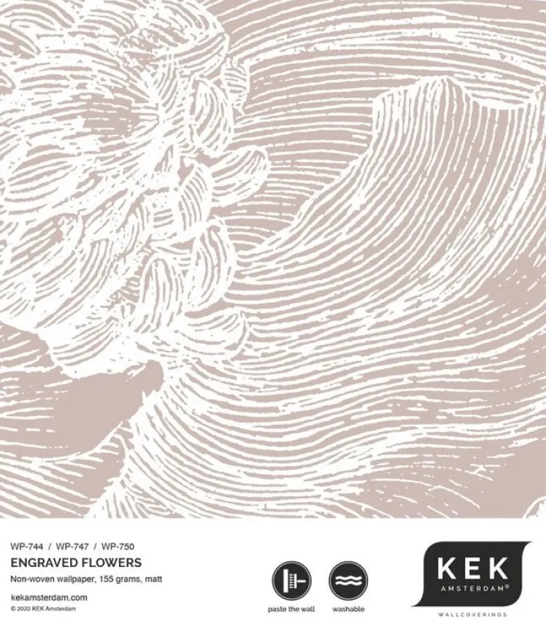 Engraved bloemen behang zand WP-748 300x280cm