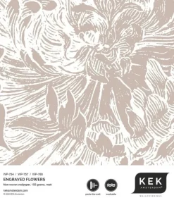 Engraved bloemen behang zand WP-760 400x280cm
