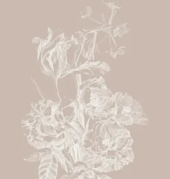 Engraved bloemen behang zand WP-751 400x280cm