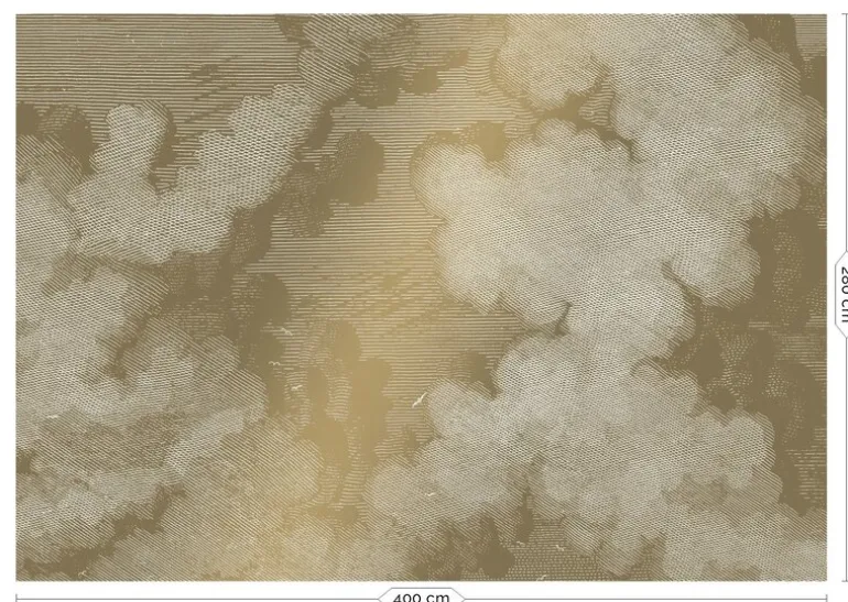 Engraved clouds goud behang MW-012- 400x280cm
