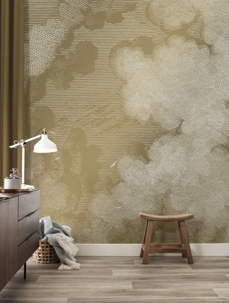 Engraved clouds goud behang MW-012- 400x280cm